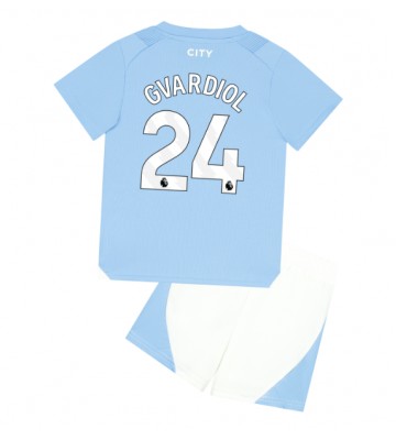 Manchester City Josko Gvardiol #24 Hjemmebanesæt Børn 2023-24 Kort ærmer (+ korte bukser)